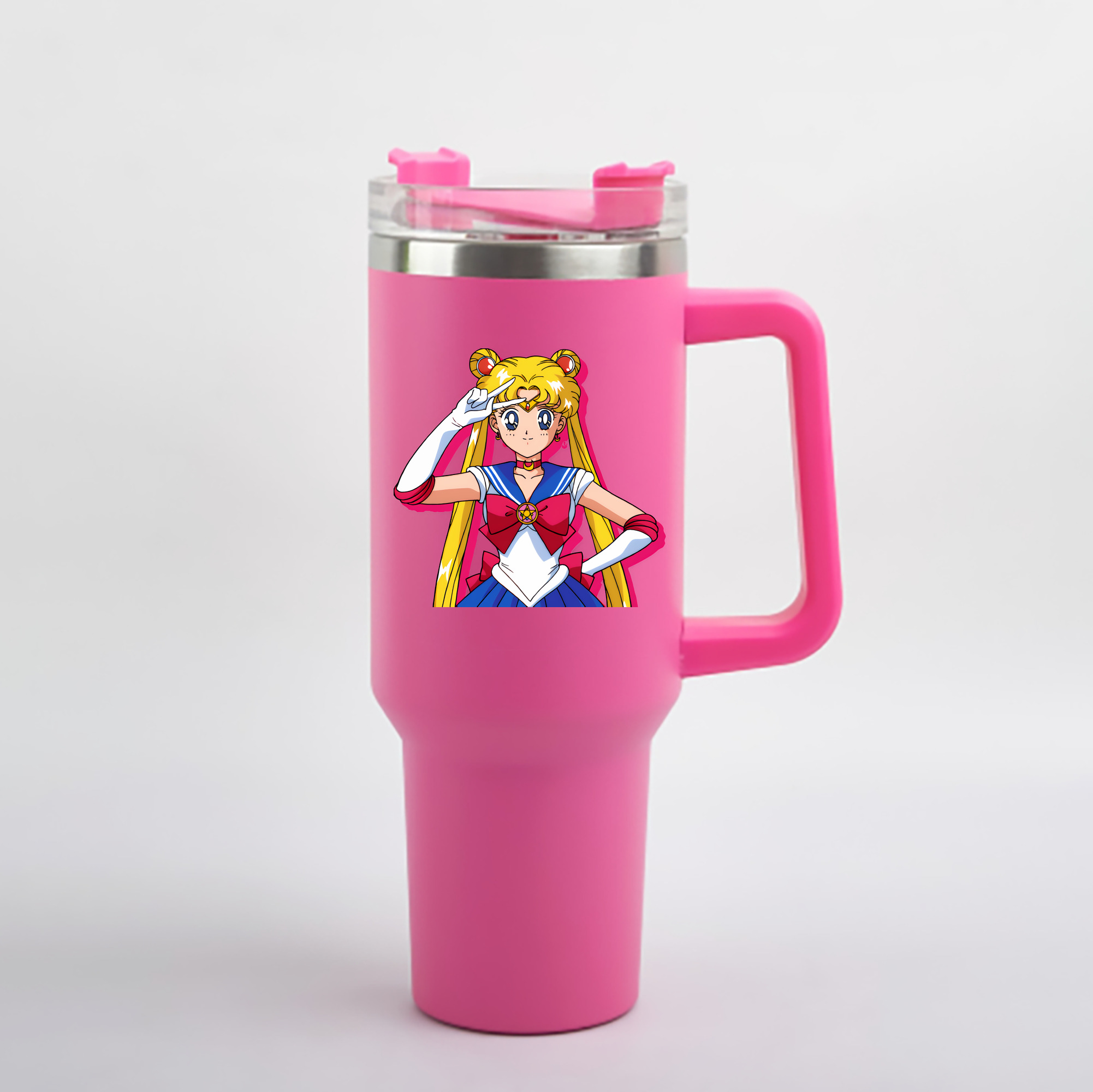 （画像用） 美少女戦士セーラームーン 月野 うさぎ つきの うさぎ Sailor Moon Tsukino Usagi 1200mL車用タンブラー - クリスタルステッカー（プラスチックストロー付き）